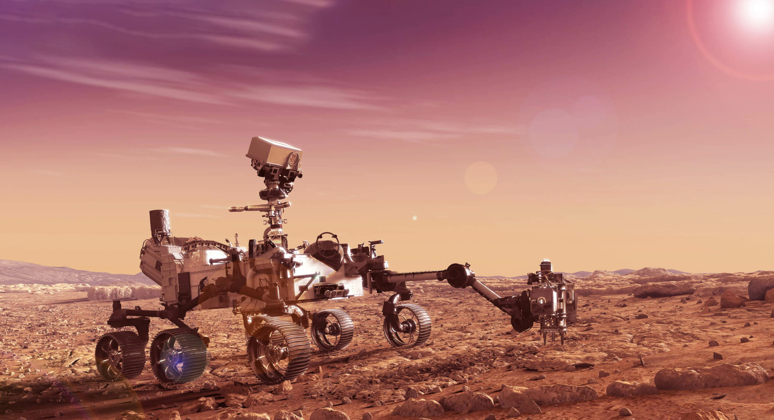 Mars rover testing soil on Mars